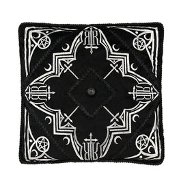 Restyle Amaris Zwarte Fluwelen Kussensloop met Gothic Arcades