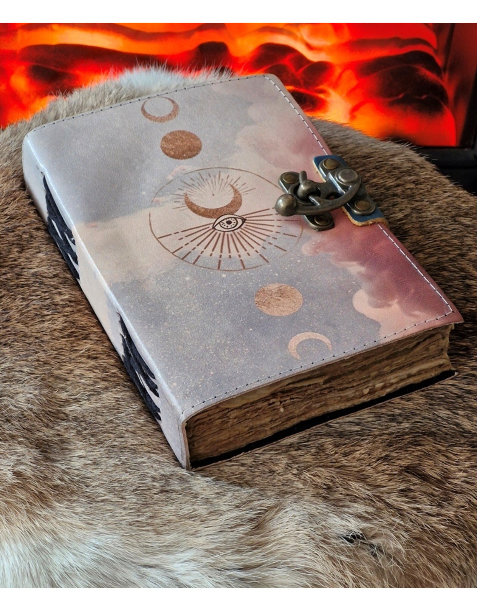 AWG Miscellaneous - Leren Notitieboek 'Maanfasen' 18x13cm