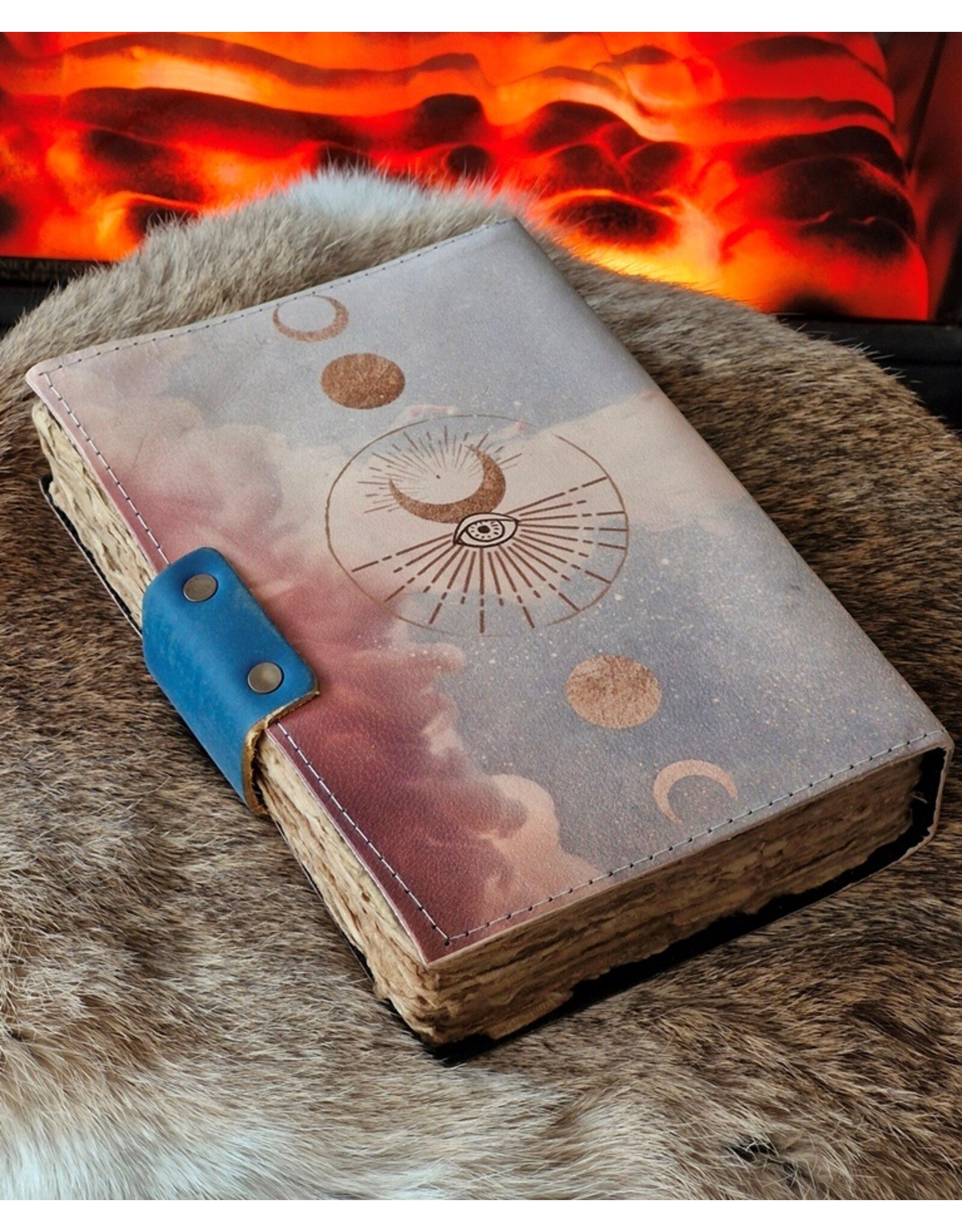 AWG Miscellaneous - Leren Notitieboek 'Maanfasen' 18x13cm