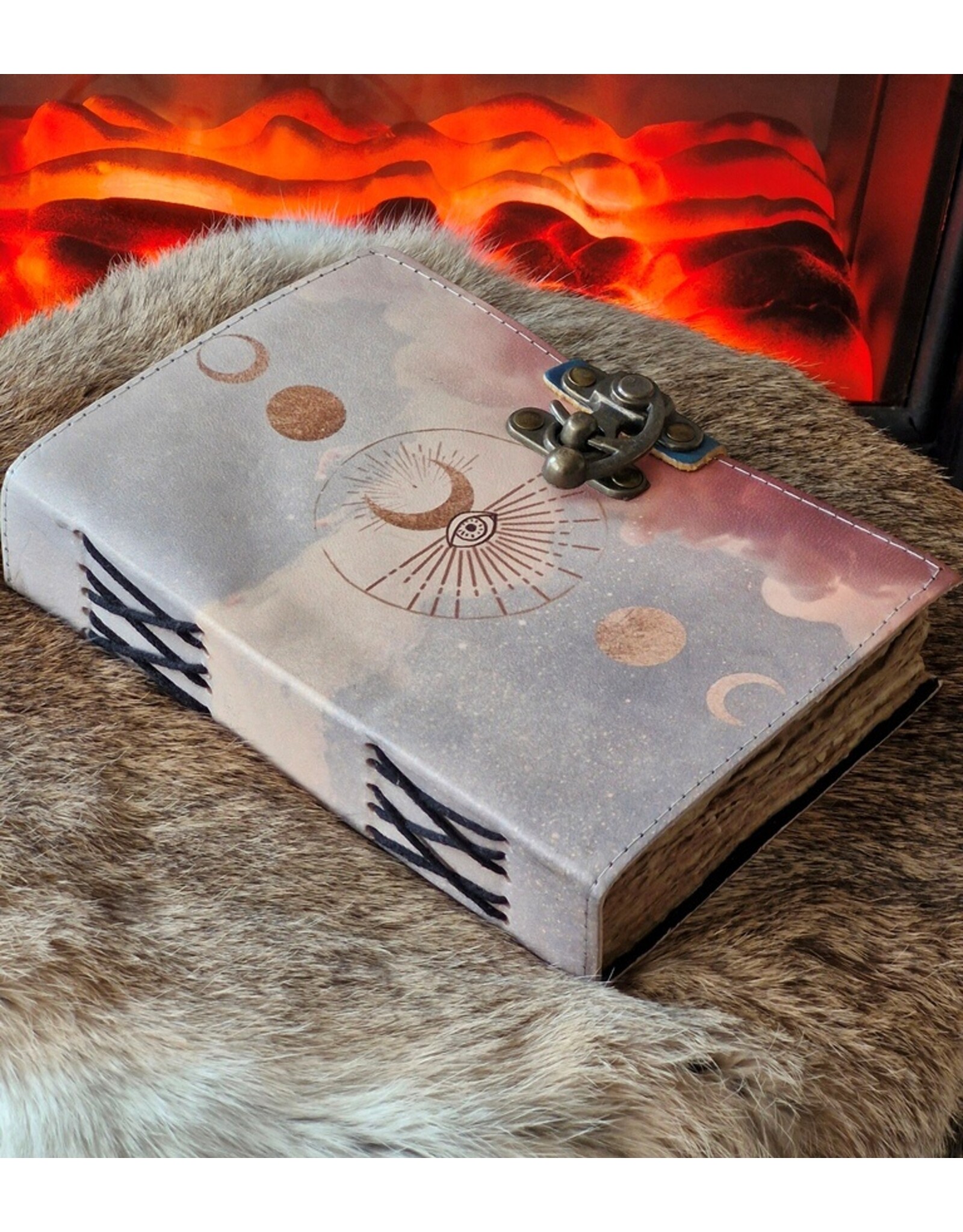 AWG Miscellaneous - Leren Notitieboek 'Maanfasen' 18x13cm