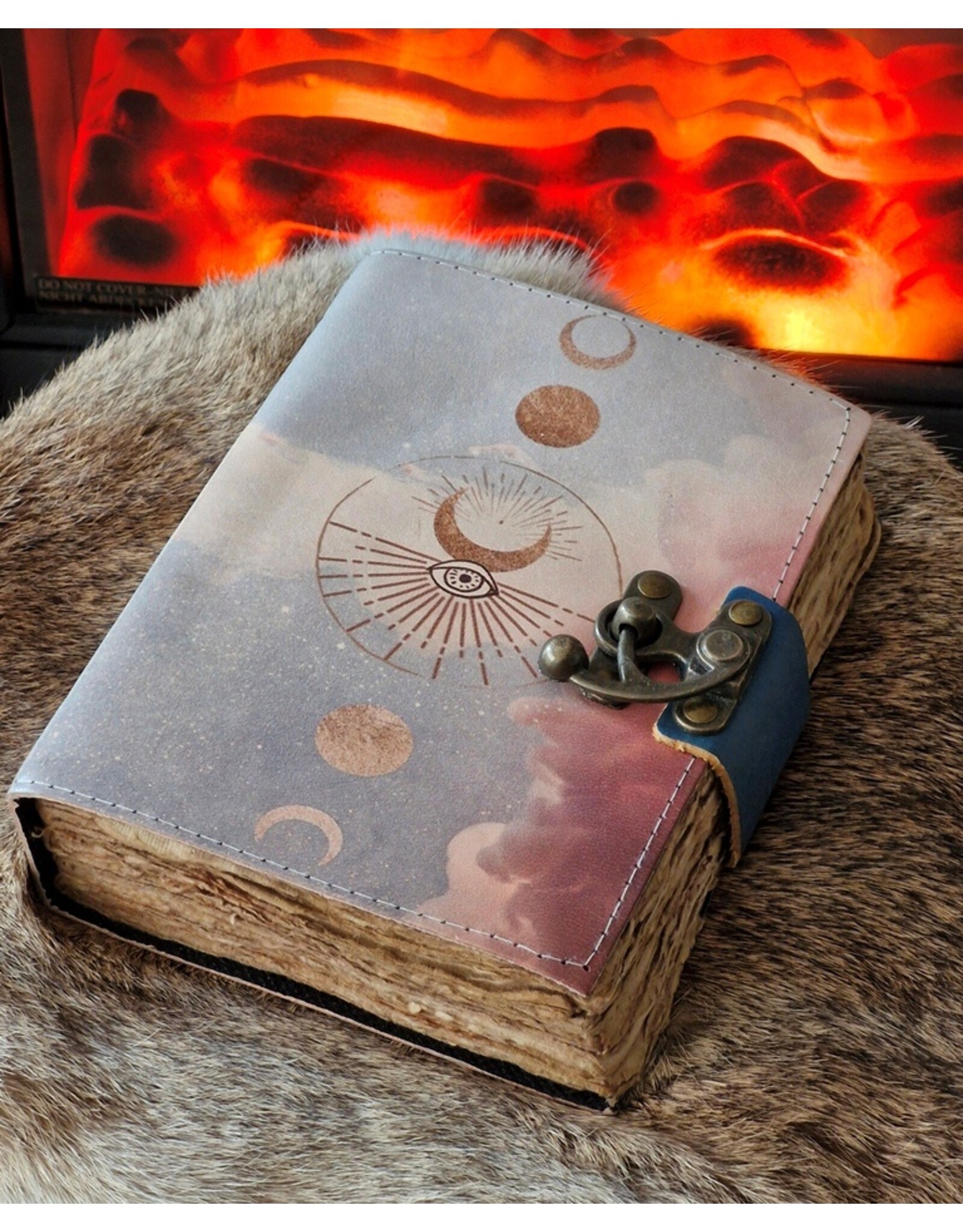 AWG Miscellaneous - Leren Notitieboek 'Maanfasen' 18x13cm