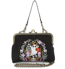 Trukado Spooky Forest Vintage Kisslock Frame Bag Embroidered in canvas