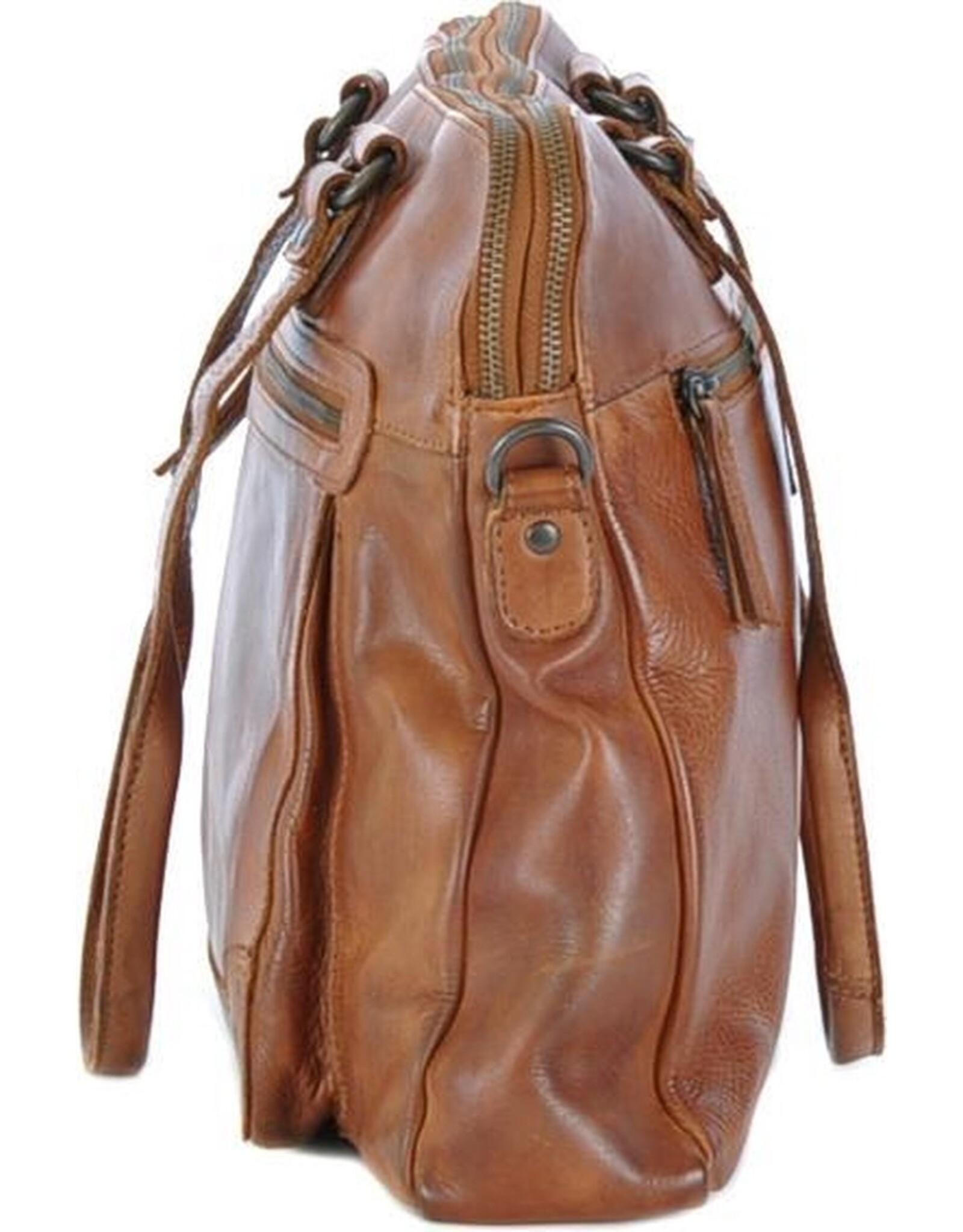 Bear Design Leren werktassen en Leren laptoptassen - Bear Design Schoudertas - Laptoptas "Lia" cognac
