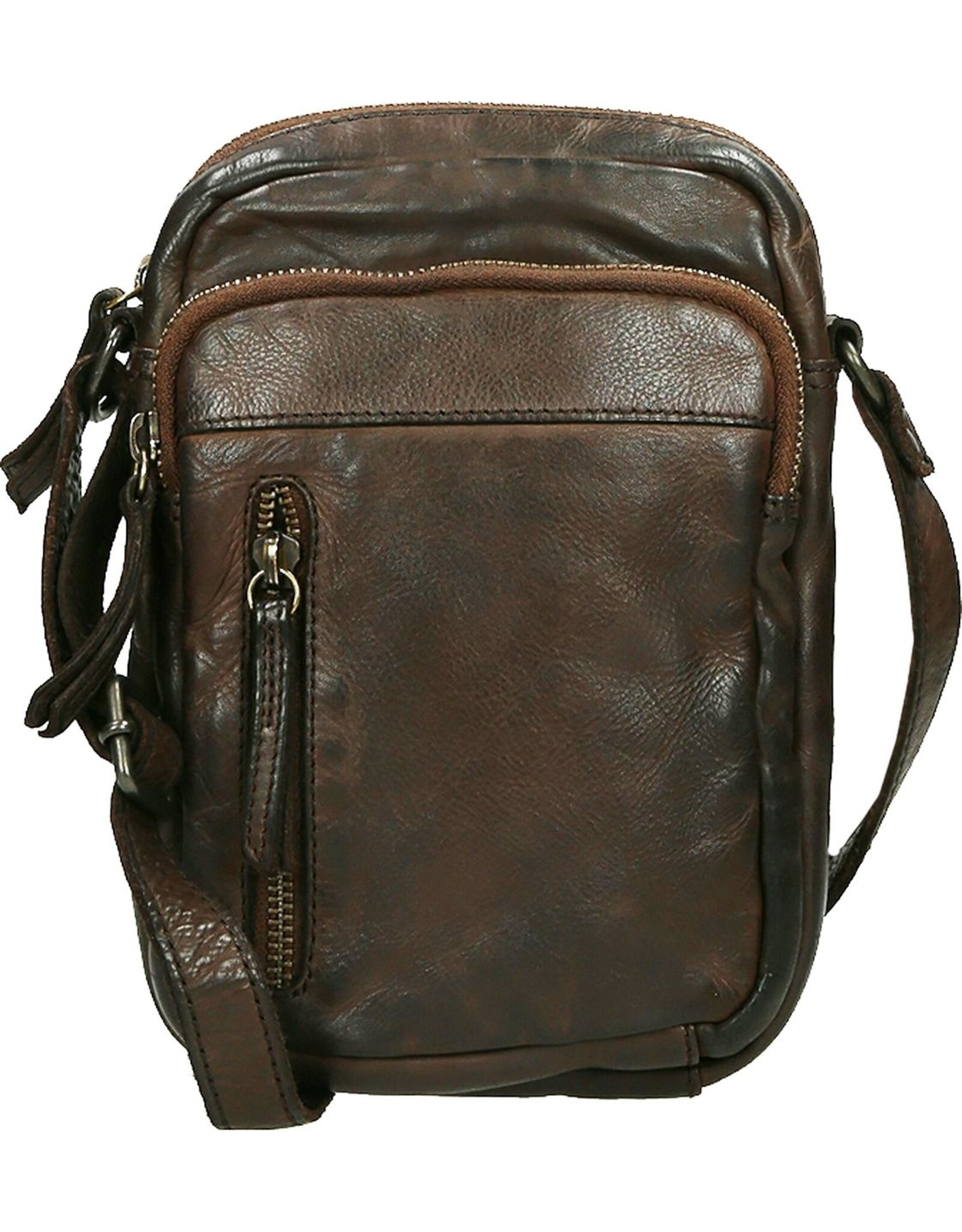 Bear Design Leather shoulderbags Leather crossbody bags - Bear Design Shoulder bag ‘Karin’ brown