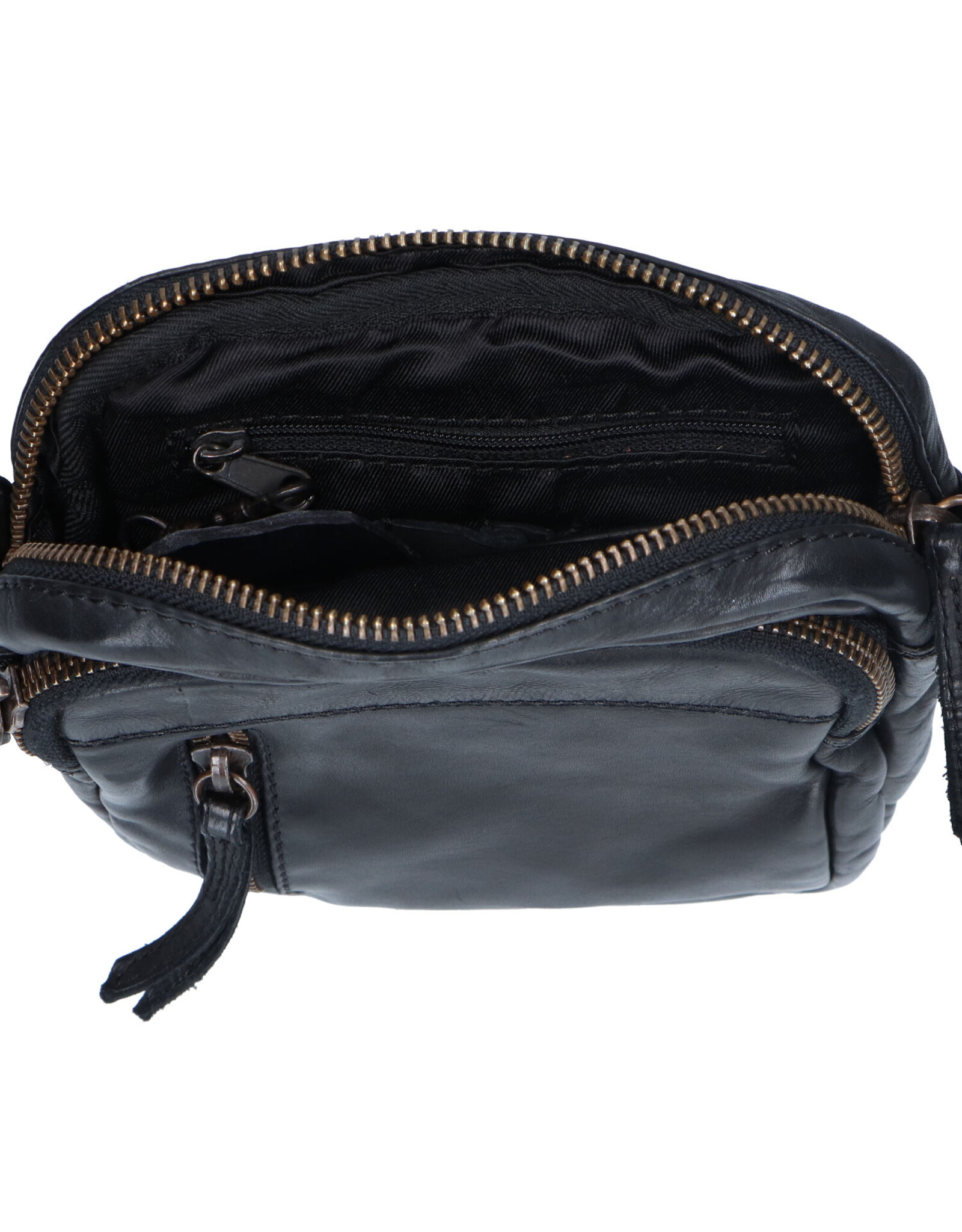 Bear Design Leren schoudertassen Leren crossbody tassen - Bear Design Schoudertasje "Karin" zwart