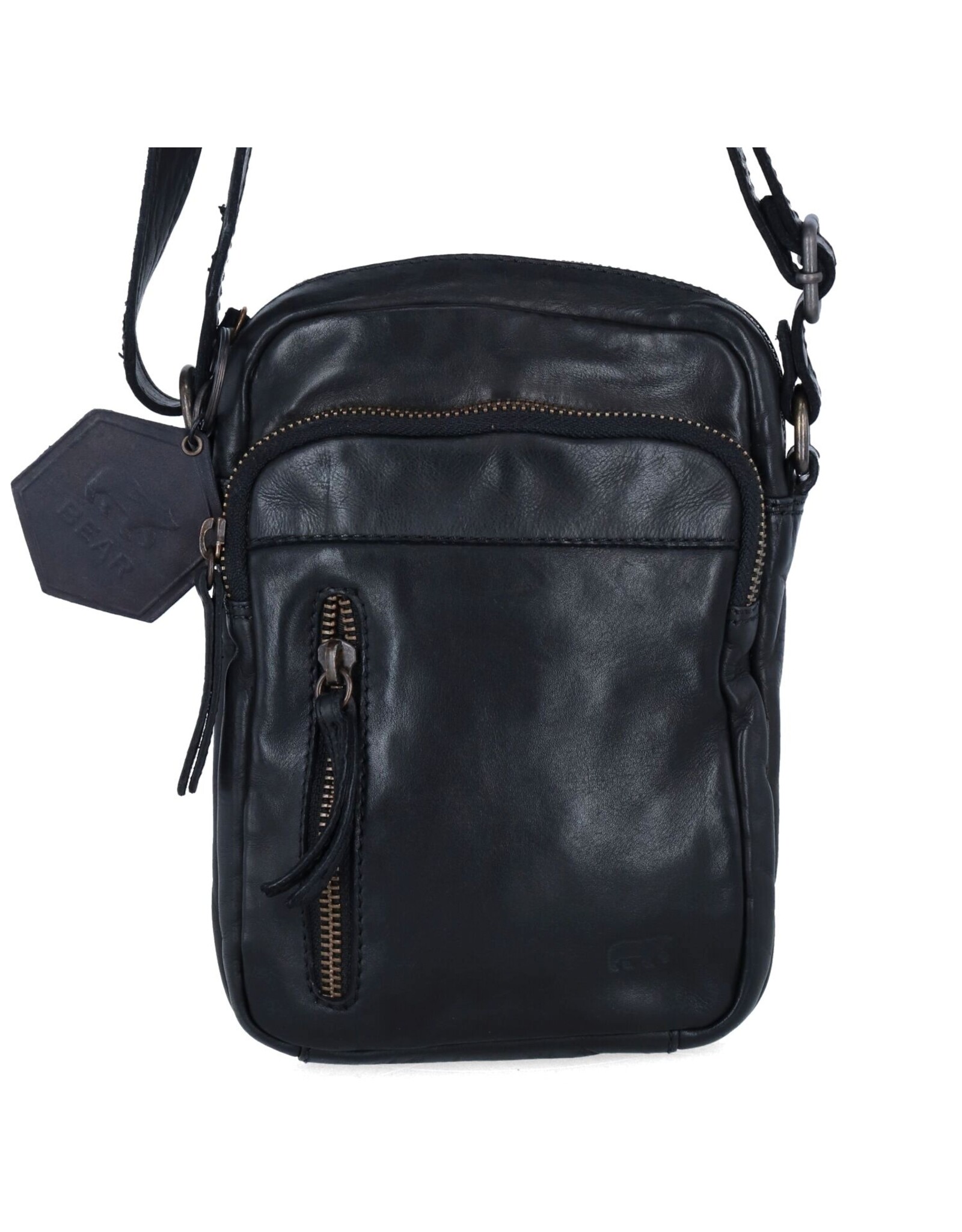 Bear Design Leren schoudertassen Leren crossbody tassen - Bear Design Schoudertasje "Karin" zwart