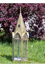 JB Miscellaneous - Steeple Shaped Tin Lantern with Glass Windows Large