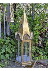 JB Miscellaneous - Steeple Shaped Tin Lantern with Glass Windows Large