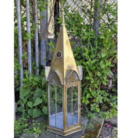 JB Steeple Shaped Tin Lantern with Glass Windows Large