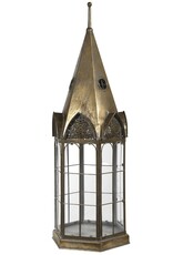 JB Miscellaneous - Steeple Shaped Tin Lantern with Glass Windows Large