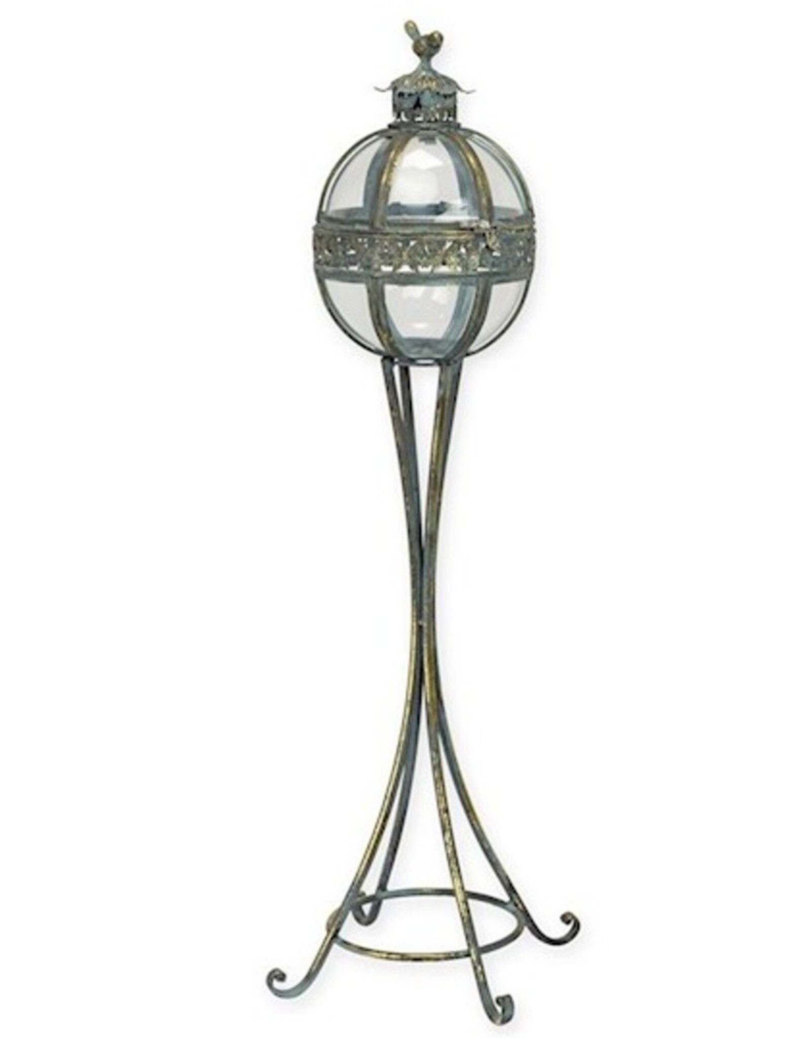 JB Miscellaneous - Tall Lantern on Legs Glass Globe with Bird
