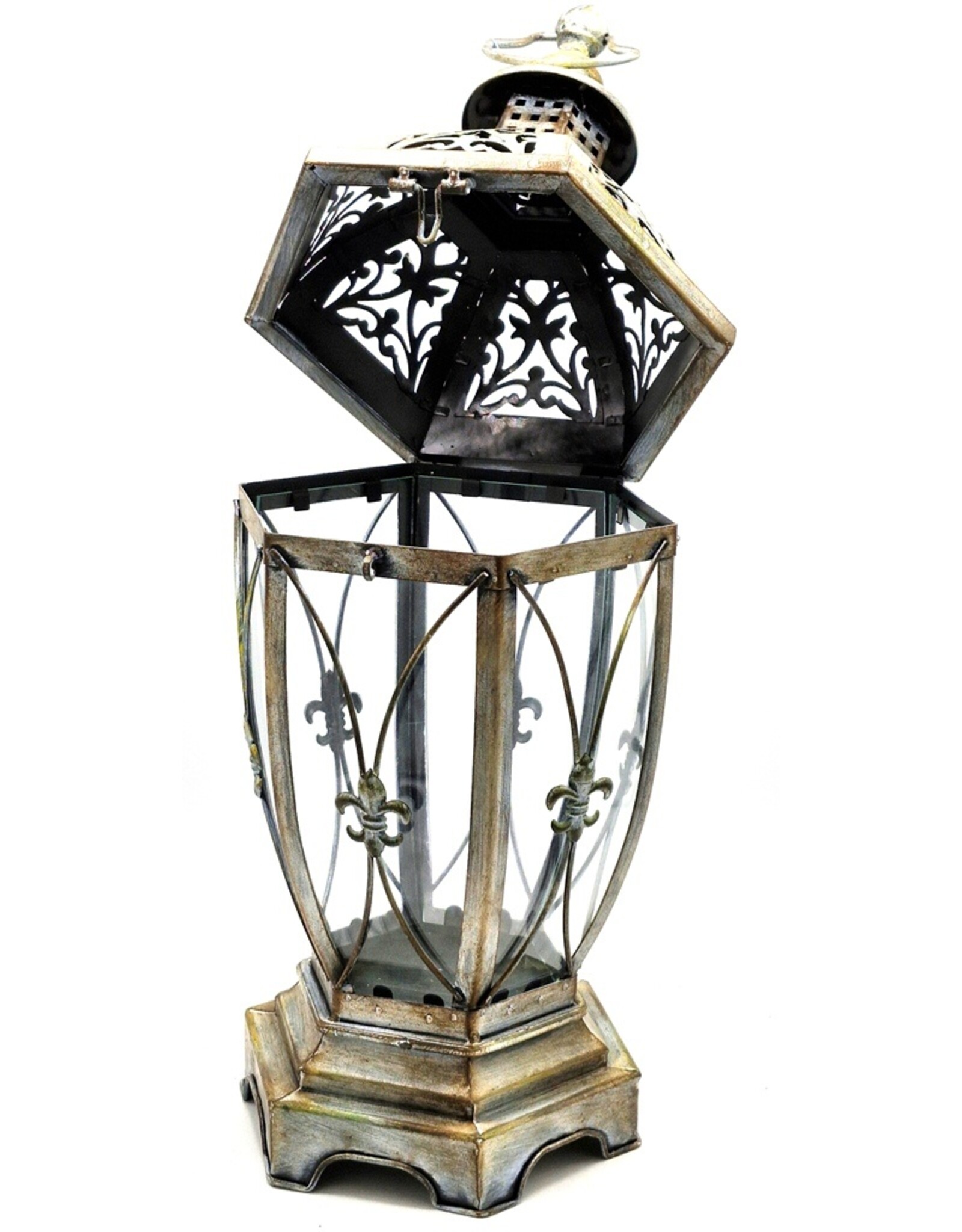 JB Miscellaneous - Rustic Lantern with French Lily - Fleur de Lis