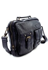 HillBurry Leren tassen - HillBurry Stoere Uniseks Tas Gewassen Leer Vintage zwart