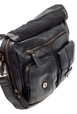 HillBurry Leren tassen - HillBurry Stoere Uniseks Tas Gewassen Leer Vintage zwart