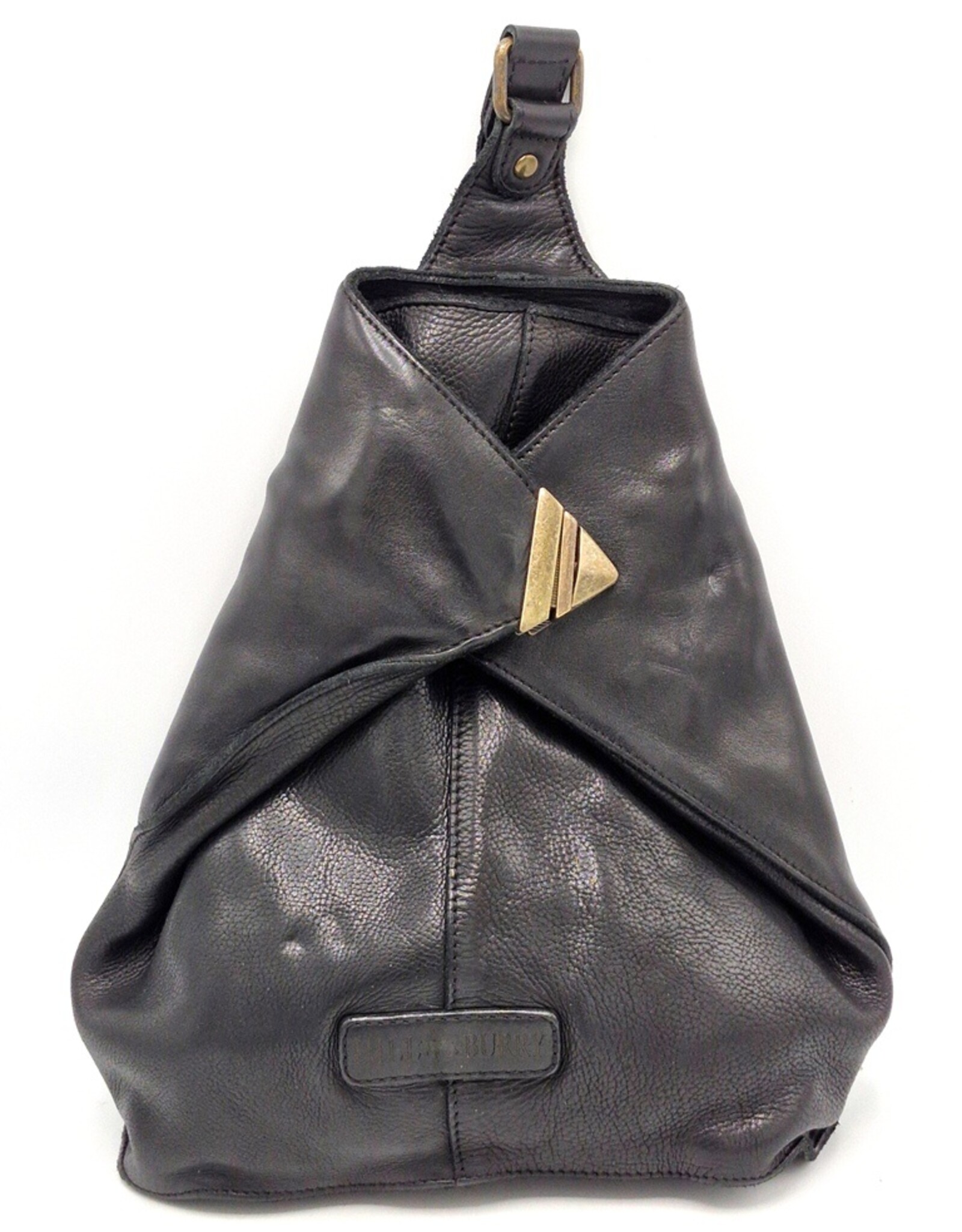 HillBurry Leren rugzakken Leren shoppers - HillBurry Crossbody-Sling bag Gewassen Leer zwart