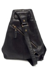 HillBurry Leren rugzakken Leren shoppers - HillBurry Crossbody-Sling bag Gewassen Leer zwart