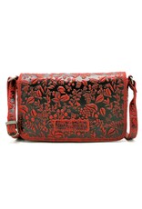 HillBurry Leather Festival bags, waist bags and belt bags - HillBurry Leather Shoulder Bag Embossed Leaves red