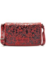 HillBurry Leather Festival bags, waist bags and belt bags - HillBurry Leather Shoulder Bag Embossed Leaves red