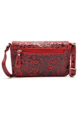 HillBurry Leather Festival bags, waist bags and belt bags - HillBurry Leather Shoulder Bag Embossed Leaves red