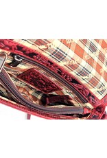 HillBurry Leather Festival bags, waist bags and belt bags - HillBurry Leather Shoulder Bag Embossed Leaves red