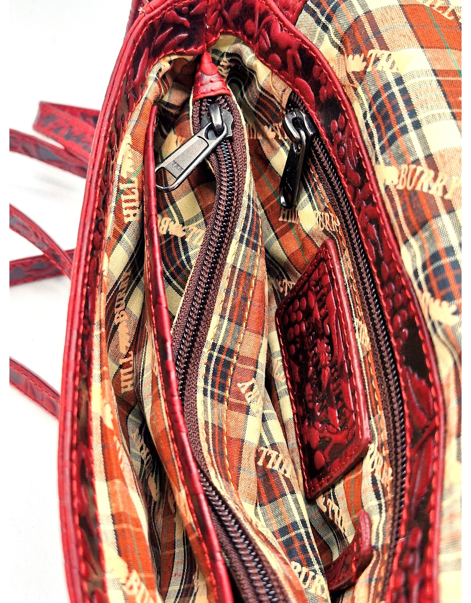 HillBurry Leren Festivaltasjes, heuptassen en riemtassen - HillBurry Leren Schoudertasje Bladeren Relief rood