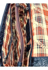 HillBurry Leren Festivaltasjes, heuptassen en riemtassen - HillBurry Leren Schoudertasje Bladeren Relief zwart