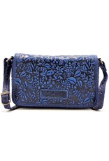 HillBurry Leren Festivaltasjes, heuptassen en riemtassen - HillBurry Leren Schoudertasje Bladeren Relief blauw