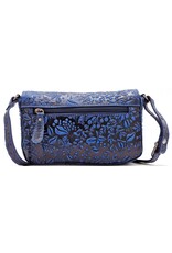 HillBurry Leren Festivaltasjes, heuptassen en riemtassen - HillBurry Leren Schoudertasje Bladeren Relief blauw