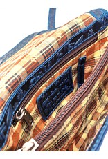 HillBurry Leren Festivaltasjes, heuptassen en riemtassen - HillBurry Leren Schoudertasje Bladeren Relief blauw