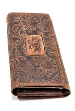 Hunters Leather Wallets - Hunters Purse Embossed Flowers  brown large
