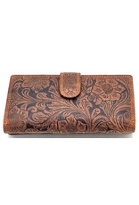 Hunters Leather Wallets - Hunters Purse Embossed Flowers  brown large