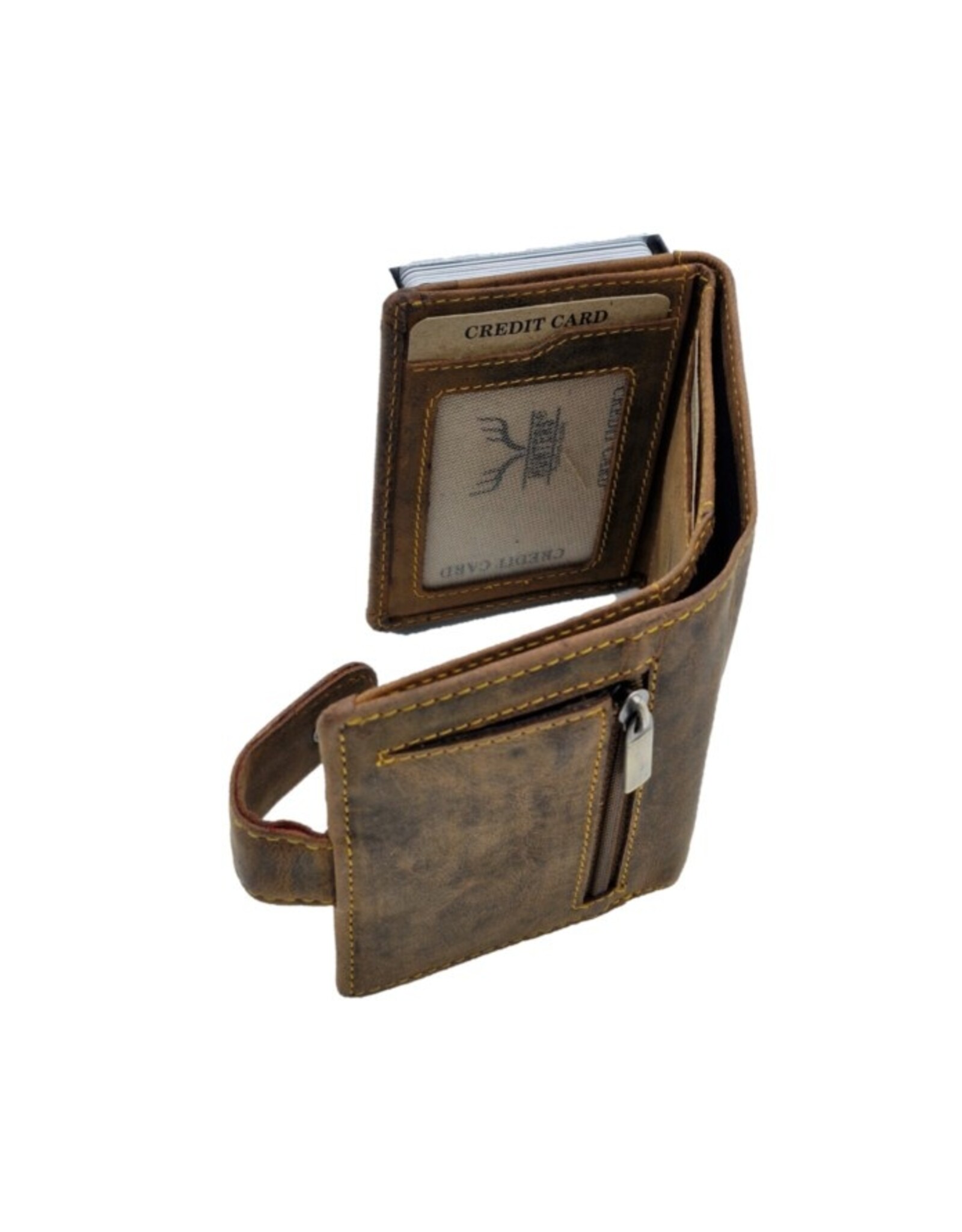 Hunters Leren Portemonnees - Hunters Safety Wallet  voor 8 pasjes