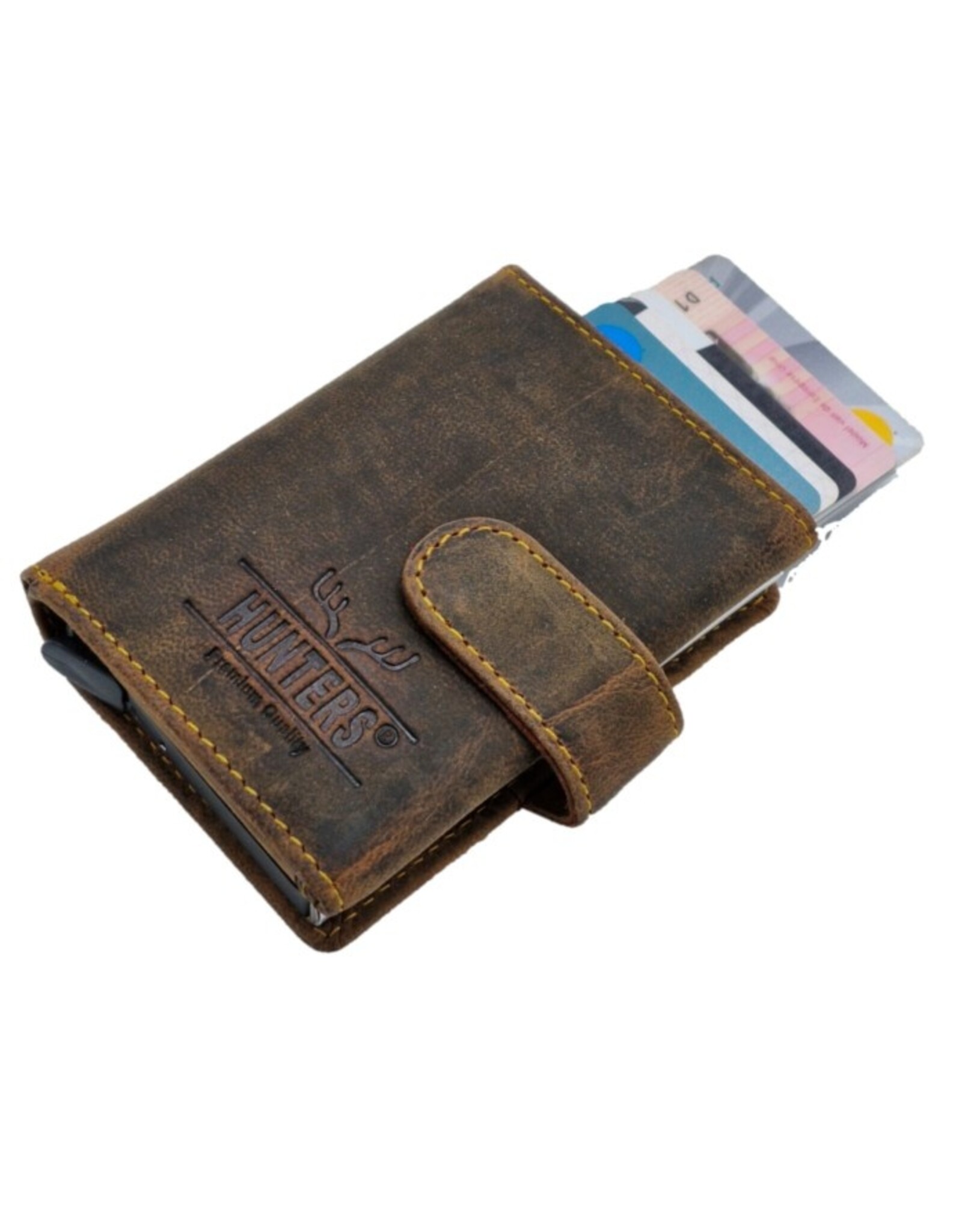 Hunters Leren Portemonnees - Hunters Safety Wallet  voor 8 pasjes