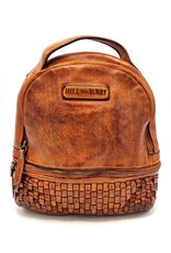 HillBurry Leather bags - HillBurry backpack Washed Leather with Wickerwork