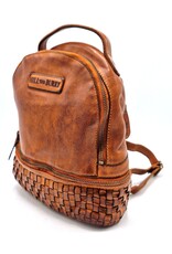 HillBurry Leather bags - HillBurry backpack Washed Leather with Wickerwork