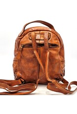 HillBurry Leather bags - HillBurry backpack Washed Leather with Wickerwork