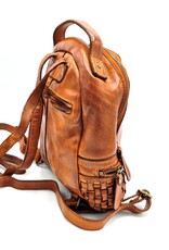 HillBurry Leather bags - HillBurry backpack Washed Leather with Wickerwork