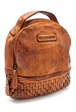 HillBurry Leather bags - HillBurry backpack Washed Leather with Wickerwork