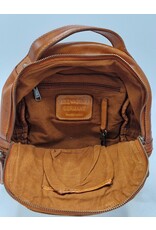 HillBurry Leather bags - HillBurry backpack Washed Leather with Wickerwork