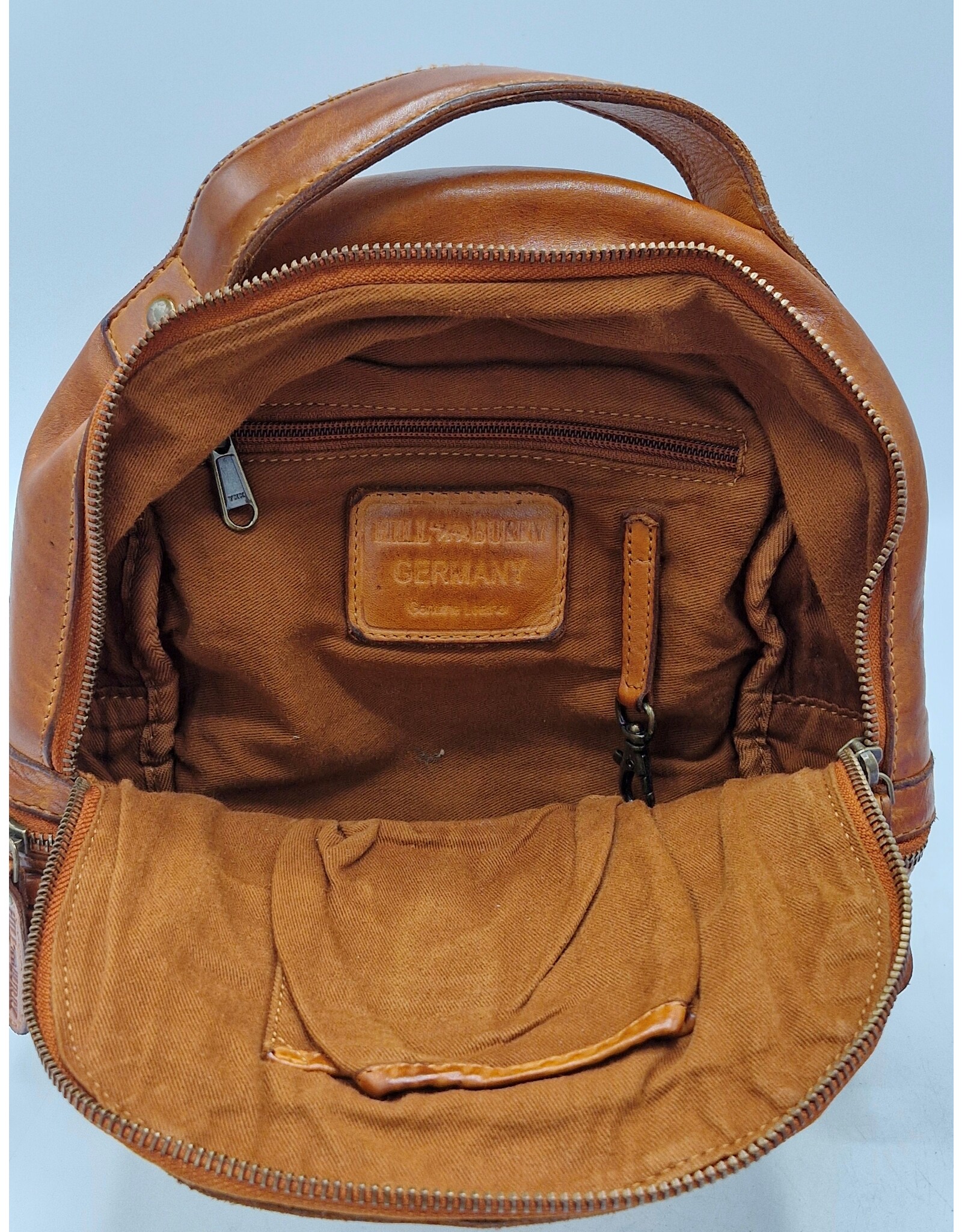 HillBurry Leather bags - HillBurry backpack Washed Leather with Wickerwork