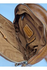 HillBurry Leather bags - HillBurry backpack Washed Leather with Wickerwork