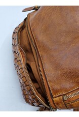 HillBurry Leather bags - HillBurry backpack Washed Leather with Wickerwork