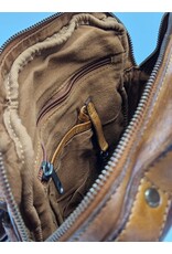 HillBurry Leren tassen - HillBurry Stoere Crossbody Tas Gewassen Leer Vintage cognac