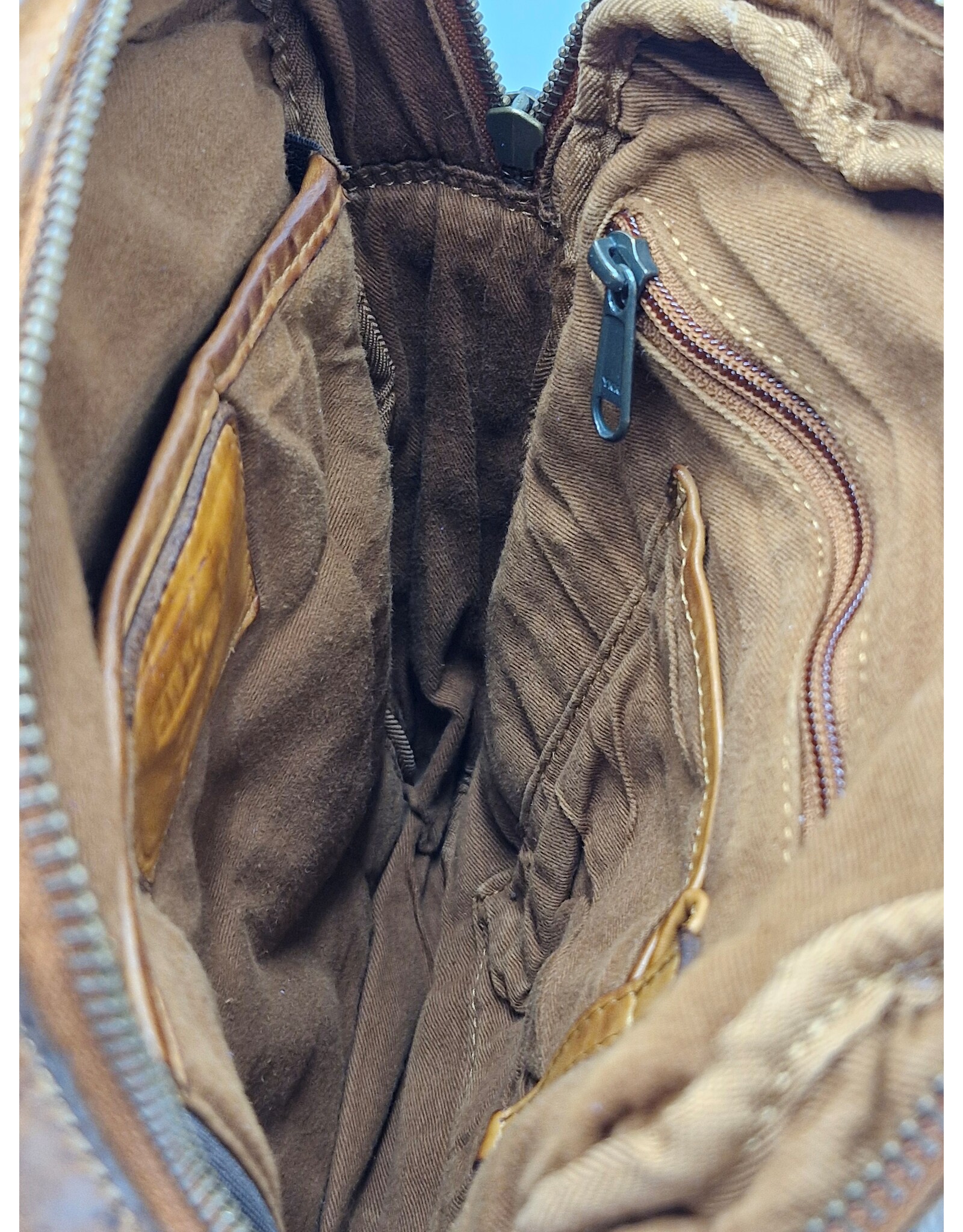 HillBurry Leren tassen - HillBurry Stoere Crossbody Tas Gewassen Leer Vintage cognac