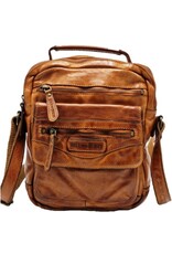 HillBurry Leren tassen - HillBurry Stoere Crossbody Tas Gewassen Leer Vintage cognac