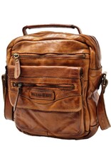 HillBurry Leren tassen - HillBurry Stoere Crossbody Tas Gewassen Leer Vintage cognac
