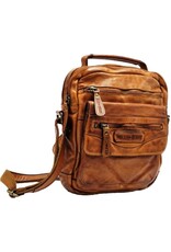 HillBurry Leren tassen - HillBurry Stoere Crossbody Tas Gewassen Leer Vintage cognac