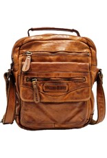HillBurry Leren tassen - HillBurry Stoere Crossbody Tas Gewassen Leer Vintage cognac