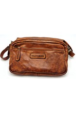 HillBurry Leren tassen - Hillburry Schoudertas met veel vakjes Gewassen Leer cognac