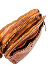 HillBurry Leren tassen - Hillburry Schoudertas met veel vakjes Gewassen Leer cognac